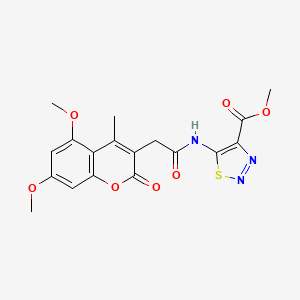molecular formula C18H17N3O7S B11023935 methyl 5-{[(5,7-dimethoxy-4-methyl-2-oxo-2H-chromen-3-yl)acetyl]amino}-1,2,3-thiadiazole-4-carboxylate 