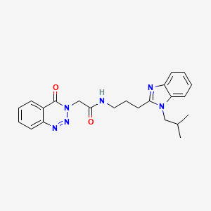 molecular formula C23H26N6O2 B11024006 N-{3-[1-(2-methylpropyl)-1H-benzimidazol-2-yl]propyl}-2-(4-oxo-1,2,3-benzotriazin-3(4H)-yl)acetamide 