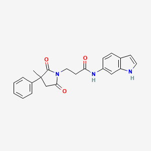 molecular formula C22H21N3O3 B11024420 N-(1H-indol-6-yl)-3-(3-methyl-2,5-dioxo-3-phenylpyrrolidin-1-yl)propanamide 