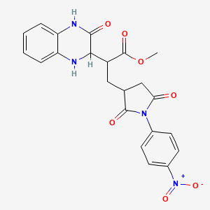 molecular formula C22H20N4O7 B11024709 Methyl 3-[1-(4-nitrophenyl)-2,5-dioxopyrrolidin-3-yl]-2-(3-oxo-1,2,3,4-tetrahydroquinoxalin-2-yl)propanoate 