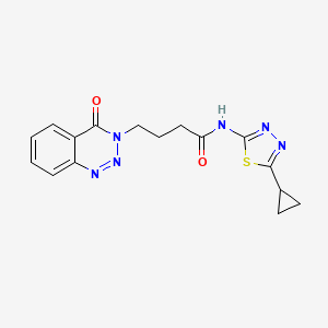 molecular formula C16H16N6O2S B11024988 N-[(2Z)-5-cyclopropyl-1,3,4-thiadiazol-2(3H)-ylidene]-4-(4-oxo-1,2,3-benzotriazin-3(4H)-yl)butanamide 