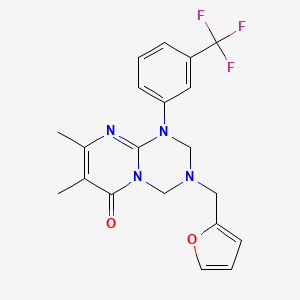 molecular formula C20H19F3N4O2 B11025403 3-(furan-2-ylmethyl)-7,8-dimethyl-1-[3-(trifluoromethyl)phenyl]-1,2,3,4-tetrahydro-6H-pyrimido[1,2-a][1,3,5]triazin-6-one 