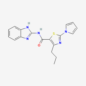molecular formula C18H17N5OS B11025820 N-(1,3-dihydro-2H-benzimidazol-2-ylidene)-4-propyl-2-(1H-pyrrol-1-yl)-1,3-thiazole-5-carboxamide 