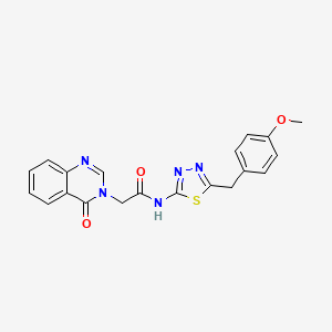 molecular formula C20H17N5O3S B11026167 N-(5-(4-methoxybenzyl)-1,3,4-thiadiazol-2-yl)-2-(4-oxoquinazolin-3(4H)-yl)acetamide 