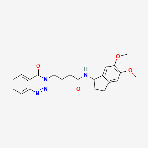 molecular formula C22H24N4O4 B11026242 N-(5,6-dimethoxy-2,3-dihydro-1H-inden-1-yl)-4-(4-oxo-1,2,3-benzotriazin-3(4H)-yl)butanamide 
