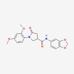 molecular formula C20H20N2O6 B11026434 N-(1,3-benzodioxol-5-yl)-1-(2,4-dimethoxyphenyl)-5-oxopyrrolidine-3-carboxamide 