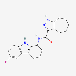 molecular formula C21H23FN4O B11026464 N-(6-fluoro-2,3,4,9-tetrahydro-1H-carbazol-1-yl)-2,4,5,6,7,8-hexahydrocyclohepta[c]pyrazole-3-carboxamide 