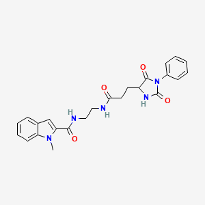 molecular formula C24H25N5O4 B11026506 N-(2-{[3-(2,5-dioxo-1-phenylimidazolidin-4-yl)propanoyl]amino}ethyl)-1-methyl-1H-indole-2-carboxamide 