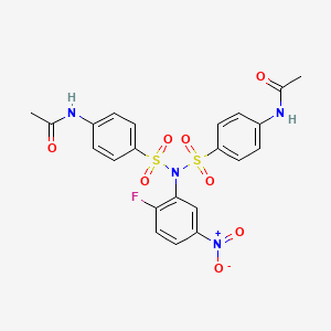 molecular formula C22H19FN4O8S2 B11026514 N-{4-[{[4-(acetylamino)phenyl]sulfonyl}(2-fluoro-5-nitrophenyl)sulfamoyl]phenyl}acetamide 
