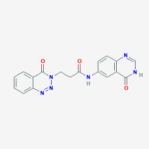 molecular formula C18H14N6O3 B11026716 N-(4-hydroxyquinazolin-6-yl)-3-(4-oxo-1,2,3-benzotriazin-3(4H)-yl)propanamide 