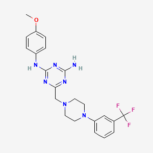 molecular formula C22H24F3N7O B11026811 N-(4-methoxyphenyl)-6-({4-[3-(trifluoromethyl)phenyl]piperazin-1-yl}methyl)-1,3,5-triazine-2,4-diamine 
