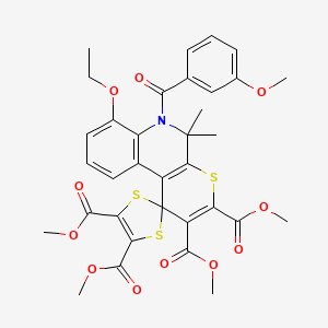 molecular formula C34H33NO11S3 B11027246 Tetramethyl 7'-ethoxy-6'-(3-methoxybenzoyl)-5',5'-dimethyl-5',6'-dihydrospiro[1,3-dithiole-2,1'-thiopyrano[2,3-C]quinoline]-2',3',4,5-tetracarboxylate 