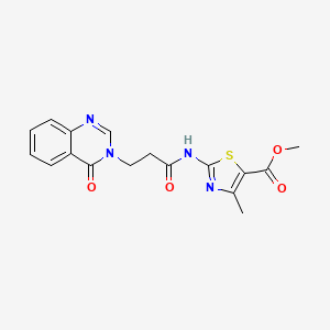 molecular formula C17H16N4O4S B11027391 methyl 4-methyl-2-{[3-(4-oxoquinazolin-3(4H)-yl)propanoyl]amino}-1,3-thiazole-5-carboxylate 