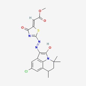 molecular formula C20H19ClN4O4S B11027422 Methyl {2-[2-(8-chloro-4,4,6-trimethyl-2-oxo-5,6-dihydro-4H-pyrrolo[3,2,1-IJ]quinolin-1(2H)-ylidene)hydrazino]-4-oxo-1,3-thiazol-5(4H)-ylidene}acetate 