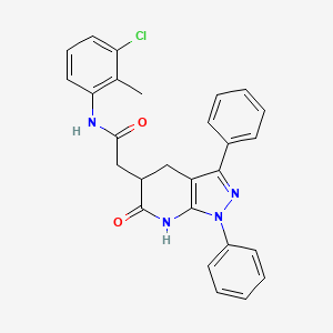 molecular formula C27H23ClN4O2 B11027562 N-(3-chloro-2-methylphenyl)-2-(6-oxo-1,3-diphenyl-4,5,6,7-tetrahydro-1H-pyrazolo[3,4-b]pyridin-5-yl)acetamide 