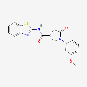 molecular formula C19H17N3O3S B11027655 N-(1,3-benzothiazol-2-yl)-1-(3-methoxyphenyl)-5-oxopyrrolidine-3-carboxamide 