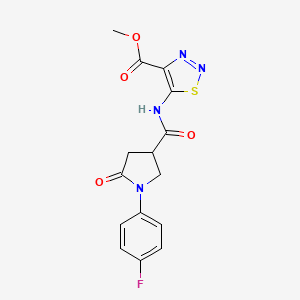 molecular formula C15H13FN4O4S B11027888 Methyl 5-({[1-(4-fluorophenyl)-5-oxopyrrolidin-3-yl]carbonyl}amino)-1,2,3-thiadiazole-4-carboxylate 