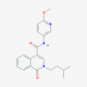 molecular formula C21H23N3O3 B11028504 N-(6-methoxypyridin-3-yl)-2-(3-methylbutyl)-1-oxo-1,2-dihydroisoquinoline-4-carboxamide 