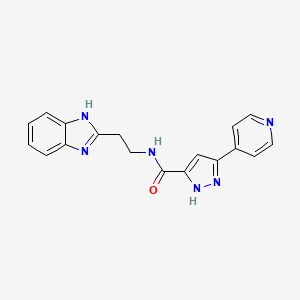 molecular formula C18H16N6O B11028655 N-[2-(1H-benzimidazol-2-yl)ethyl]-5-(pyridin-4-yl)-1H-pyrazole-3-carboxamide 