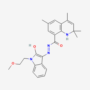 molecular formula C25H28N4O3 B11028771 N'-[(3E)-1-(2-methoxyethyl)-2-oxo-1,2-dihydro-3H-indol-3-ylidene]-2,2,4,6-tetramethyl-1,2-dihydroquinoline-8-carbohydrazide 