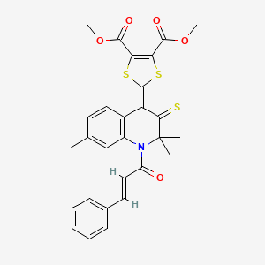 molecular formula C28H25NO5S3 B11028907 dimethyl 2-{2,2,7-trimethyl-1-[(2E)-3-phenylprop-2-enoyl]-3-thioxo-2,3-dihydroquinolin-4(1H)-ylidene}-1,3-dithiole-4,5-dicarboxylate 