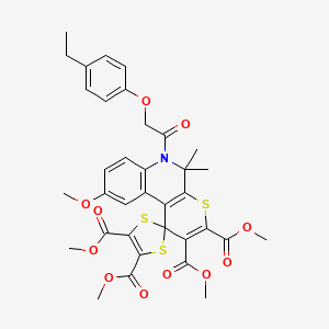 molecular formula C35H35NO11S3 B11029259 Tetramethyl 6'-[(4-ethylphenoxy)acetyl]-9'-methoxy-5',5'-dimethyl-5',6'-dihydrospiro[1,3-dithiole-2,1'-thiopyrano[2,3-c]quinoline]-2',3',4,5-tetracarboxylate 