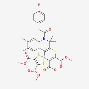 molecular formula C34H32FNO9S3 B11029306 Tetramethyl 6'-[(4-fluorophenyl)acetyl]-5',5',8',9'-tetramethyl-5',6'-dihydrospiro[1,3-dithiole-2,1'-thiopyrano[2,3-c]quinoline]-2',3',4,5-tetracarboxylate 