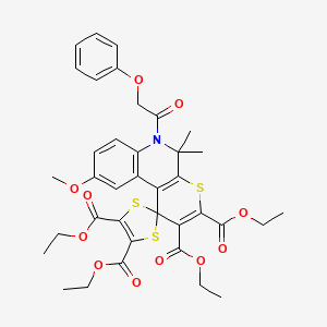 molecular formula C37H39NO11S3 B11030086 Tetraethyl 9'-methoxy-5',5'-dimethyl-6'-(phenoxyacetyl)-5',6'-dihydrospiro[1,3-dithiole-2,1'-thiopyrano[2,3-c]quinoline]-2',3',4,5-tetracarboxylate 
