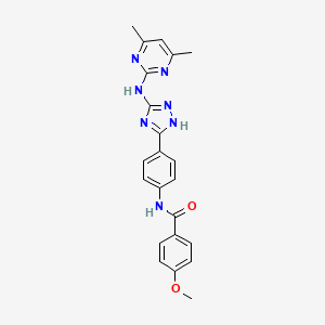 molecular formula C22H21N7O2 B11030111 N-(4-{3-[(4,6-dimethylpyrimidin-2-yl)amino]-1H-1,2,4-triazol-5-yl}phenyl)-4-methoxybenzamide 
