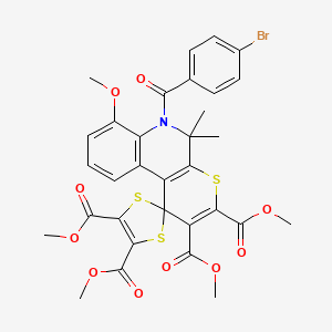 molecular formula C32H28BrNO10S3 B11031053 Tetramethyl 6'-[(4-bromophenyl)carbonyl]-7'-methoxy-5',5'-dimethyl-5',6'-dihydrospiro[1,3-dithiole-2,1'-thiopyrano[2,3-c]quinoline]-2',3',4,5-tetracarboxylate 