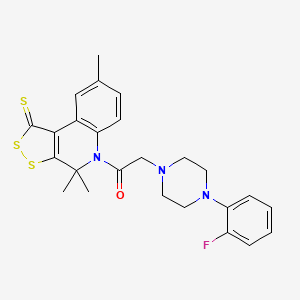molecular formula C25H26FN3OS3 B11031346 2-[4-(2-fluorophenyl)piperazin-1-yl]-1-(4,4,8-trimethyl-1-thioxo-1,4-dihydro-5H-[1,2]dithiolo[3,4-c]quinolin-5-yl)ethanone 