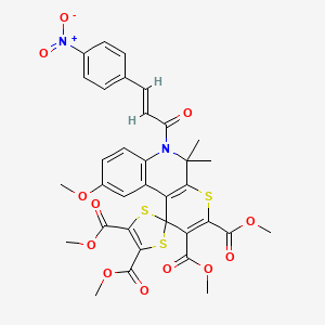 molecular formula C34H30N2O12S3 B11031481 tetramethyl 9'-methoxy-5',5'-dimethyl-6'-[(2E)-3-(4-nitrophenyl)prop-2-enoyl]-5',6'-dihydrospiro[1,3-dithiole-2,1'-thiopyrano[2,3-c]quinoline]-2',3',4,5-tetracarboxylate 