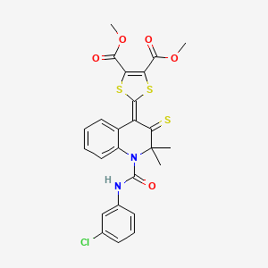 molecular formula C25H21ClN2O5S3 B11031551 dimethyl 2-{1-[(3-chlorophenyl)carbamoyl]-2,2-dimethyl-3-thioxo-2,3-dihydroquinolin-4(1H)-ylidene}-1,3-dithiole-4,5-dicarboxylate 