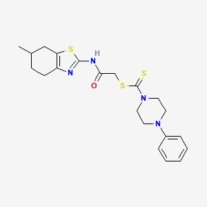 molecular formula C21H26N4OS3 B11032090 2-[(6-Methyl-4,5,6,7-tetrahydro-1,3-benzothiazol-2-yl)amino]-2-oxoethyl 4-phenylpiperazine-1-carbodithioate 