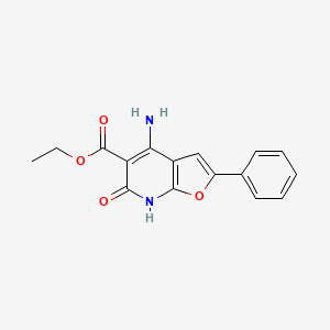 molecular formula C16H14N2O4 B11032135 Ethyl 4-amino-6-oxo-2-phenyl-6,7-dihydrofuro[2,3-b]pyridine-5-carboxylate 