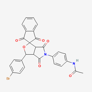 molecular formula C28H19BrN2O6 B11032209 N-{4-[3-(4-bromophenyl)-1',3',4,6-tetraoxo-1',3',3a,4,6,6a-hexahydrospiro[furo[3,4-c]pyrrole-1,2'-inden]-5(3H)-yl]phenyl}acetamide 
