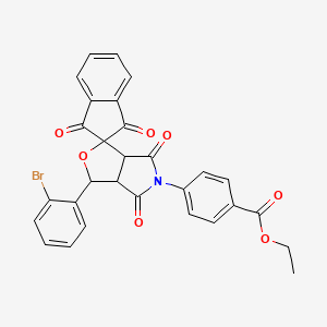 molecular formula C29H20BrNO7 B11032222 ethyl 4-[3-(2-bromophenyl)-1',3',4,6-tetraoxo-1',3',3a,4,6,6a-hexahydrospiro[furo[3,4-c]pyrrole-1,2'-inden]-5(3H)-yl]benzoate 