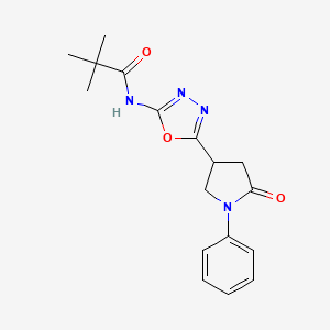 molecular formula C17H20N4O3 B11032230 N-(5-(5-oxo-1-phenylpyrrolidin-3-yl)-1,3,4-oxadiazol-2-yl)pivalamide 