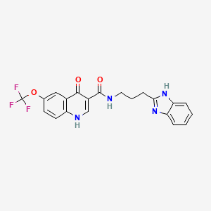 molecular formula C21H17F3N4O3 B11032383 N-(3-(1H-benzo[d]imidazol-2-yl)propyl)-4-hydroxy-6-(trifluoromethoxy)quinoline-3-carboxamide 