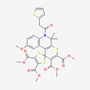 molecular formula C31H29NO10S4 B11032418 Tetramethyl 9'-methoxy-5',5'-dimethyl-6'-(thiophen-2-ylacetyl)-5',6'-dihydrospiro[1,3-dithiole-2,1'-thiopyrano[2,3-c]quinoline]-2',3',4,5-tetracarboxylate 