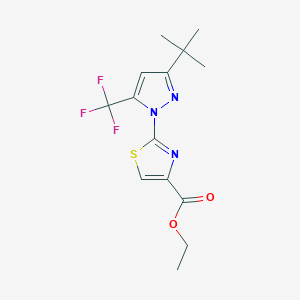 molecular formula C14H16F3N3O2S B11032570 ethyl 2-[3-tert-butyl-5-(trifluoromethyl)-1H-pyrazol-1-yl]-1,3-thiazole-4-carboxylate 