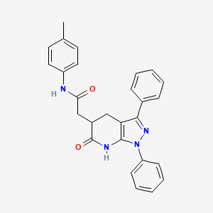 molecular formula C27H24N4O2 B11032667 N-(4-methylphenyl)-2-(6-oxo-1,3-diphenyl-4,5,6,7-tetrahydro-1H-pyrazolo[3,4-b]pyridin-5-yl)acetamide 
