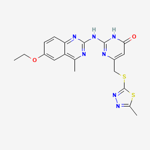 molecular formula C19H19N7O2S2 B11032713 2-[(6-ethoxy-4-methylquinazolin-2-yl)amino]-6-{[(5-methyl-1,3,4-thiadiazol-2-yl)sulfanyl]methyl}pyrimidin-4(3H)-one 