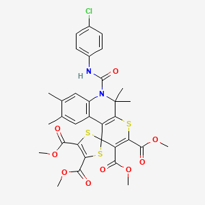 molecular formula C33H31ClN2O9S3 B11032838 Tetramethyl 6'-[(4-chlorophenyl)carbamoyl]-5',5',8',9'-tetramethyl-5',6'-dihydrospiro[1,3-dithiole-2,1'-thiopyrano[2,3-c]quinoline]-2',3',4,5-tetracarboxylate 