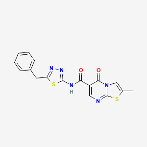 molecular formula C17H13N5O2S2 B11033185 N-(5-benzyl-1,3,4-thiadiazol-2-yl)-2-methyl-5-oxo-5H-[1,3]thiazolo[3,2-a]pyrimidine-6-carboxamide 