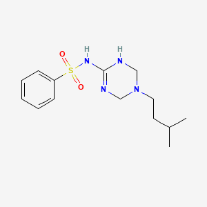 molecular formula C14H22N4O2S B11033188 N-[5-(3-methylbutyl)-1,4,5,6-tetrahydro-1,3,5-triazin-2-yl]benzenesulfonamide 