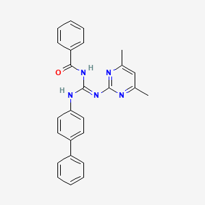 molecular formula C26H23N5O B11033294 N-{(E)-(biphenyl-4-ylamino)[(4,6-dimethylpyrimidin-2-yl)amino]methylidene}benzamide 