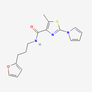 molecular formula C16H17N3O2S B11033521 N-[3-(furan-2-yl)propyl]-5-methyl-2-(1H-pyrrol-1-yl)-1,3-thiazole-4-carboxamide 