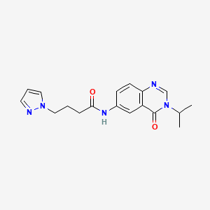 molecular formula C18H21N5O2 B11033551 N-[4-oxo-3-(propan-2-yl)-3,4-dihydroquinazolin-6-yl]-4-(1H-pyrazol-1-yl)butanamide 