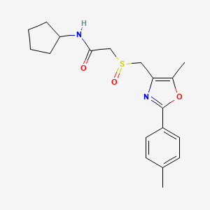 molecular formula C19H24N2O3S B11033789 N-Cyclopentyl-2-{[5-methyl-2-(4-methylphenyl)-1,3-oxazol-4-YL]methanesulfinyl}acetamide 